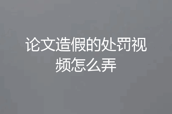 论文造假的处罚视频怎么弄