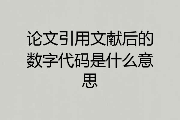 论文引用文献后的数字代码是什么意思