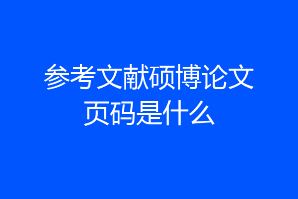 参考文献硕博论文页码是什么