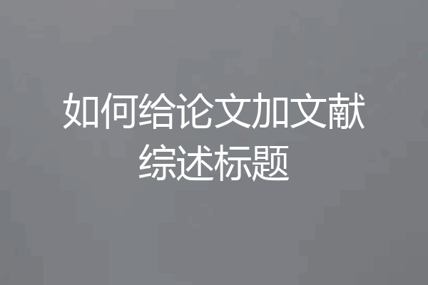 如何给论文加文献综述标题
