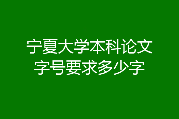 宁夏大学本科论文字号要求多少字