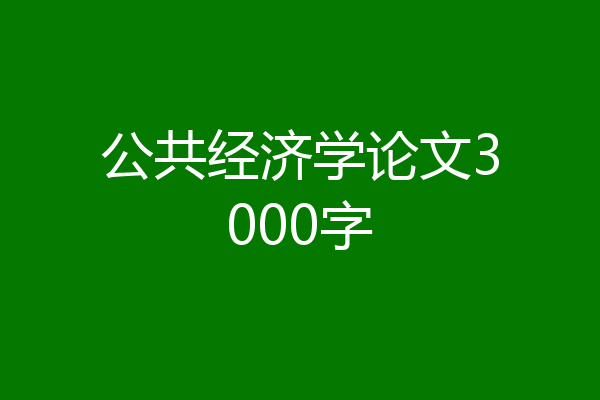 公共经济学论文3000字