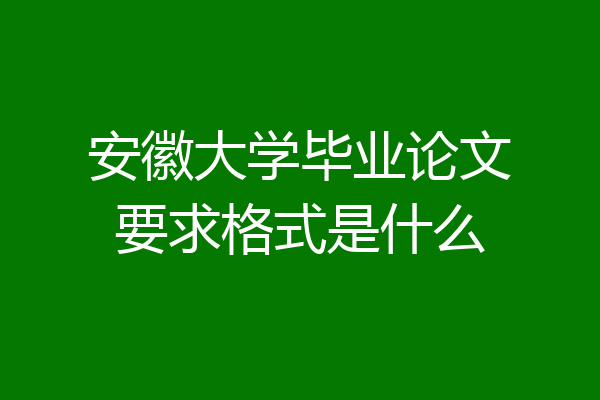 安徽大学毕业论文要求格式是什么