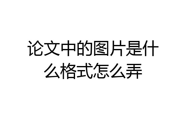 论文中的图片是什么格式怎么弄