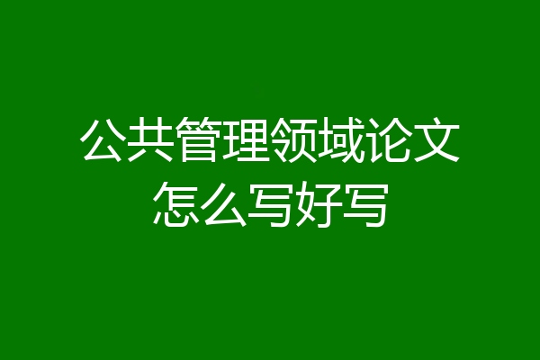 公共管理领域论文怎么写好写