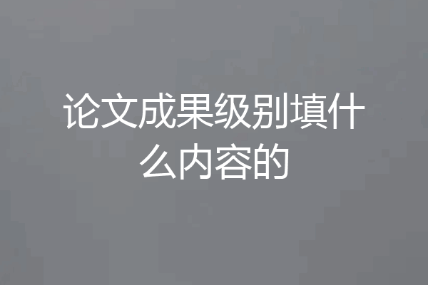 论文成果级别填什么内容的