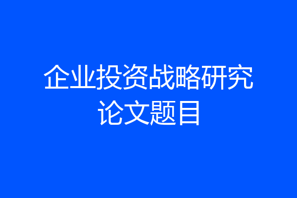 企业投资战略研究论文题目