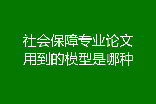 社会保障专业论文用到的模型是哪种