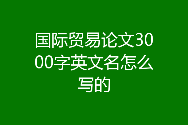 国际贸易论文3000字英文名怎么写的
