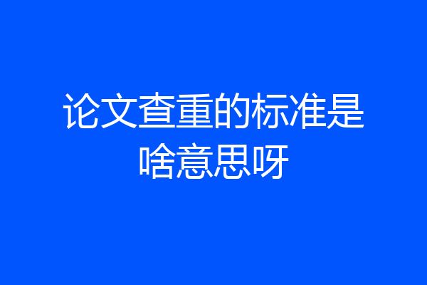 论文查重的标准是啥意思呀