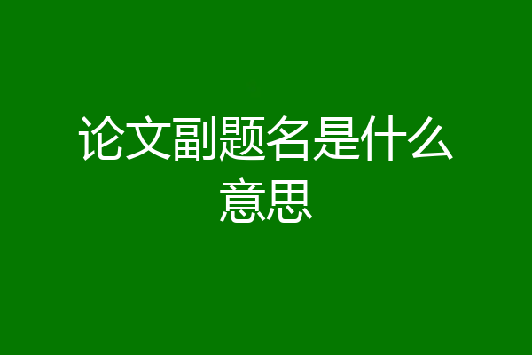 论文副题名是什么意思