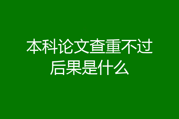本科论文查重不过后果是什么