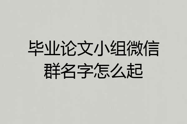 毕业论文小组微信群名字怎么起