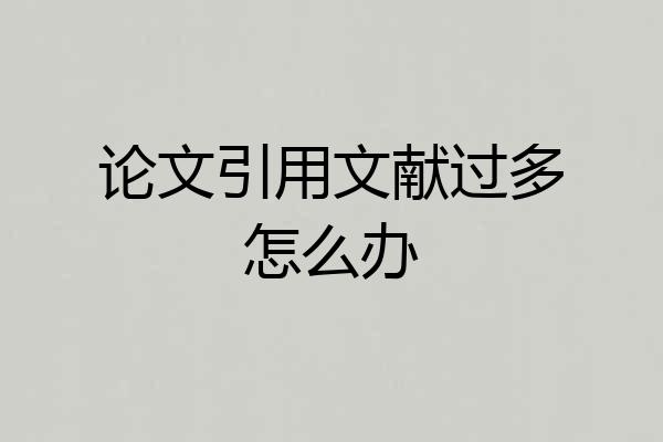 论文引用文献过多怎么办