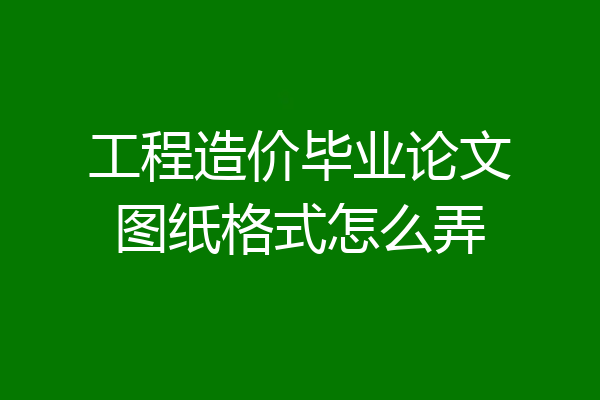 工程造价毕业论文图纸格式怎么弄
