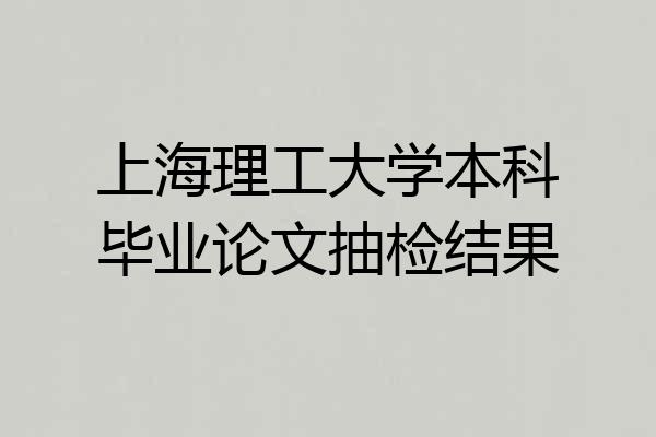 上海理工大学本科毕业论文抽检结果