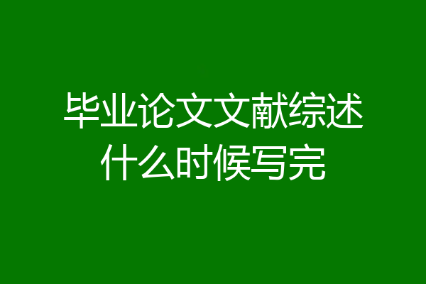 毕业论文文献综述什么时候写完