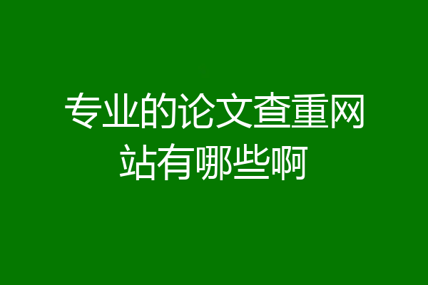 专业的论文查重网站有哪些啊