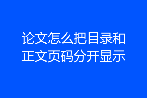论文怎么把目录和正文页码分开显示