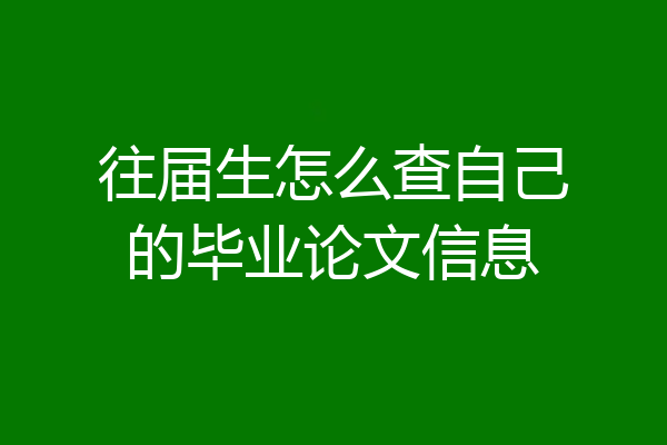 往届生怎么查自己的毕业论文信息