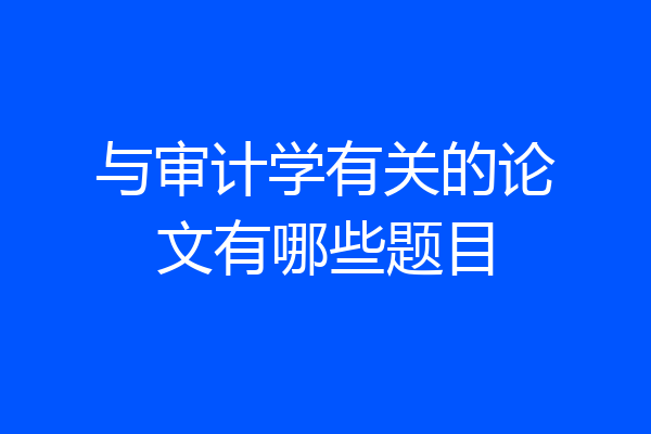 与审计学有关的论文有哪些题目