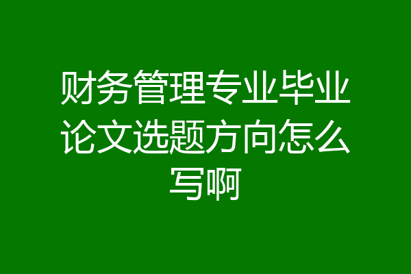 财务管理专业毕业论文选题方向怎么写啊