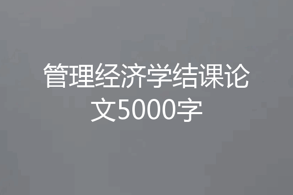 管理经济学结课论文5000字