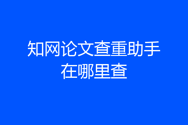 知网论文查重助手在哪里查