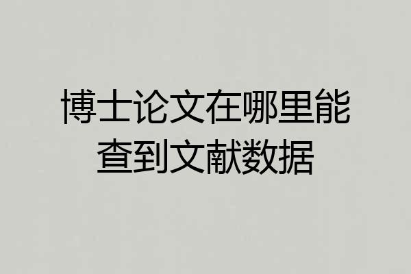 博士论文在哪里能查到文献数据