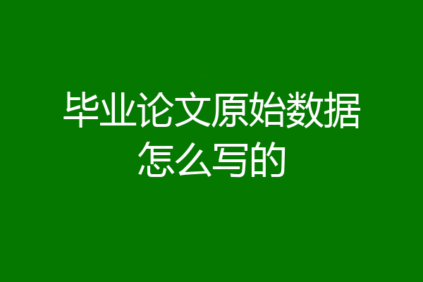 毕业论文原始数据怎么写的