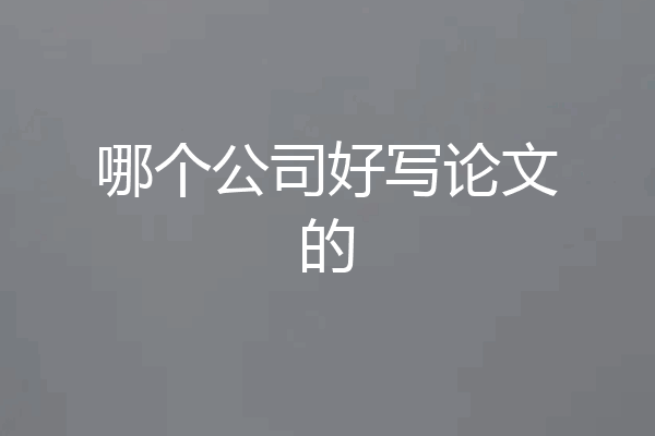哪个公司好写论文的