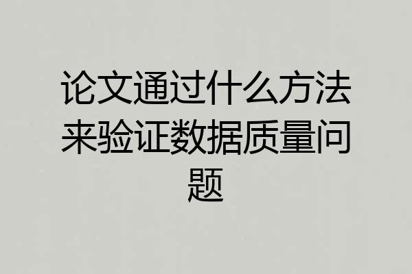 论文通过什么方法来验证数据质量问题