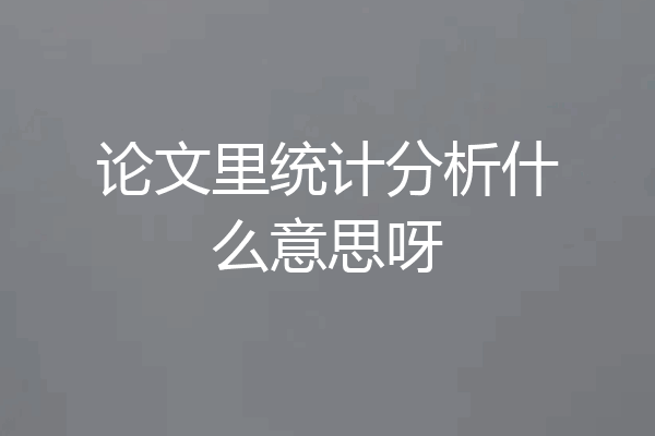 论文里统计分析什么意思呀