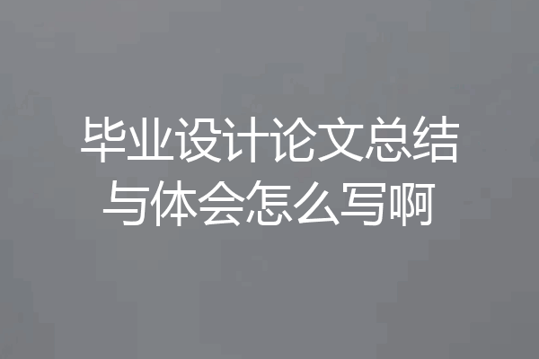 毕业设计论文总结与体会怎么写啊
