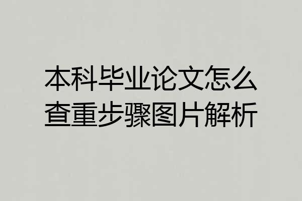 本科毕业论文怎么查重步骤图片解析