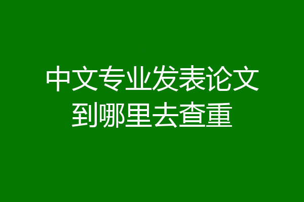 中文专业发表论文到哪里去查重