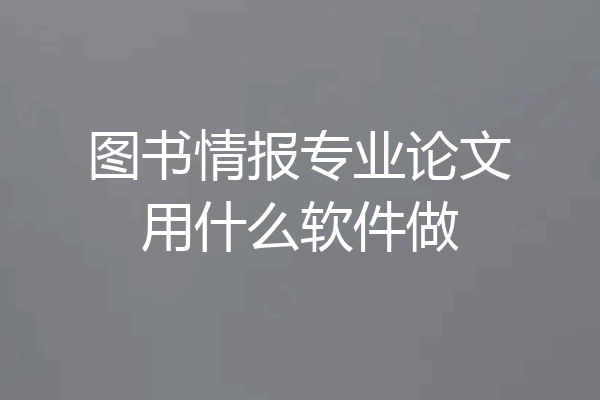 图书情报专业论文用什么软件做