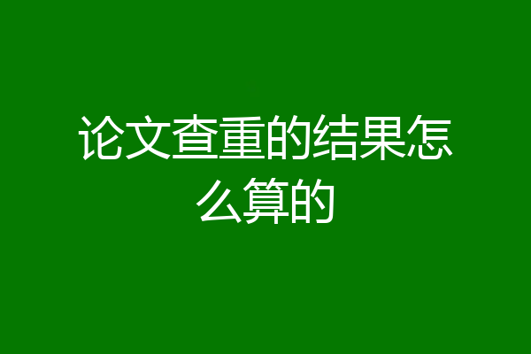论文查重的结果怎么算的