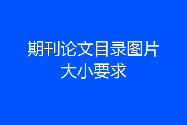 期刊论文目录图片大小要求