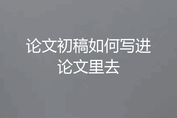 论文初稿如何写进论文里去