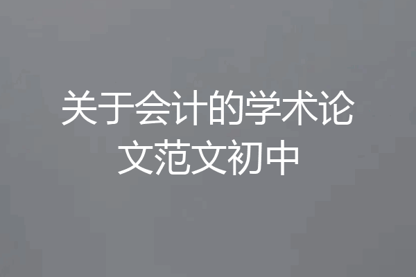 关于会计的学术论文范文初中