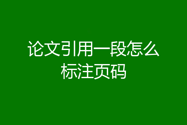 论文引用一段怎么标注页码