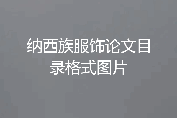 纳西族服饰论文目录格式图片