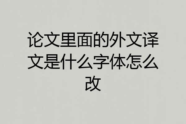 论文里面的外文译文是什么字体怎么改