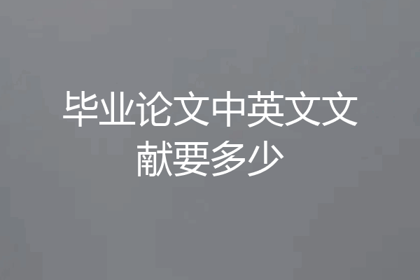 毕业论文中英文文献要多少