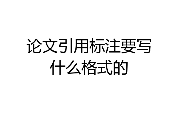 论文引用标注要写什么格式的
