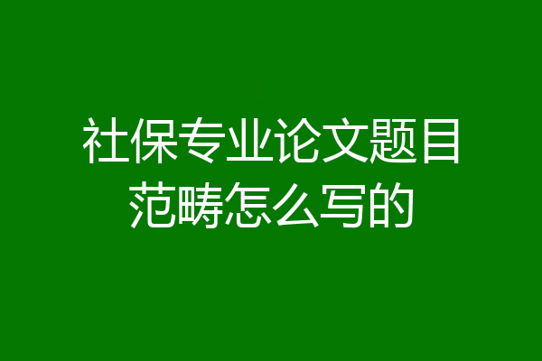 社保专业论文题目范畴怎么写的