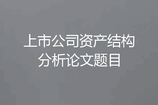 上市公司资产结构分析论文题目