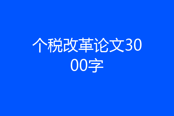 个税改革论文3000字