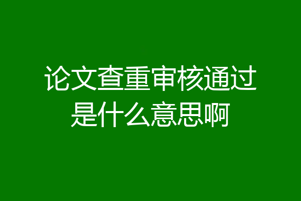论文查重审核通过是什么意思啊